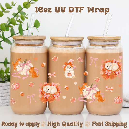 Fall Kitties - 16oz UV DTF Wrap