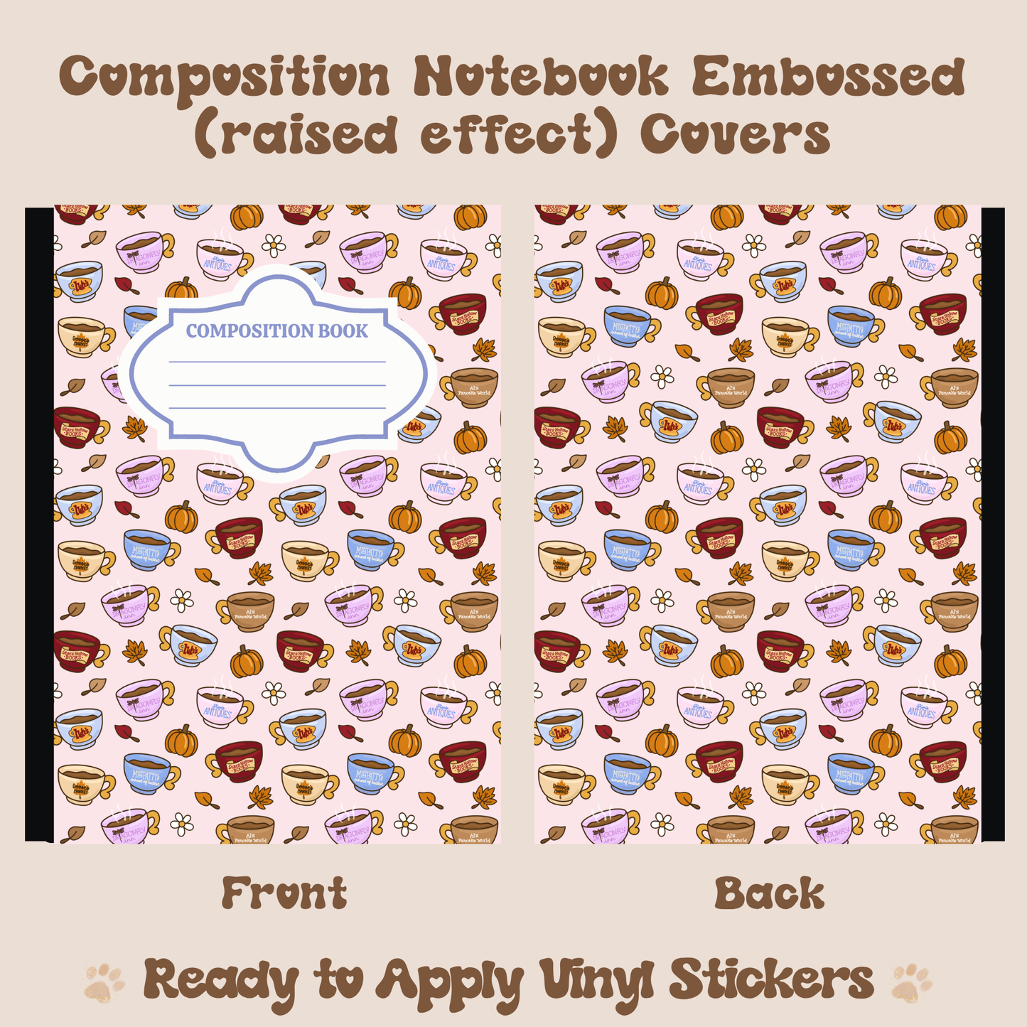 Fall Mugs - Embossed Vinyl Notebook Cover