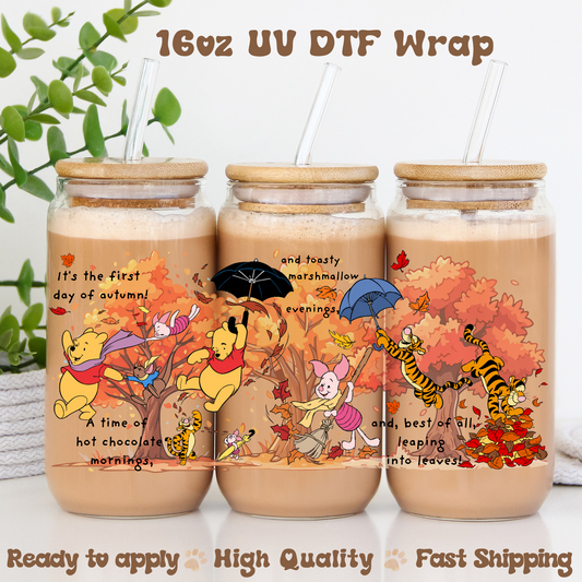 Fall Trees Bear - 16oz UV DTF Wrap