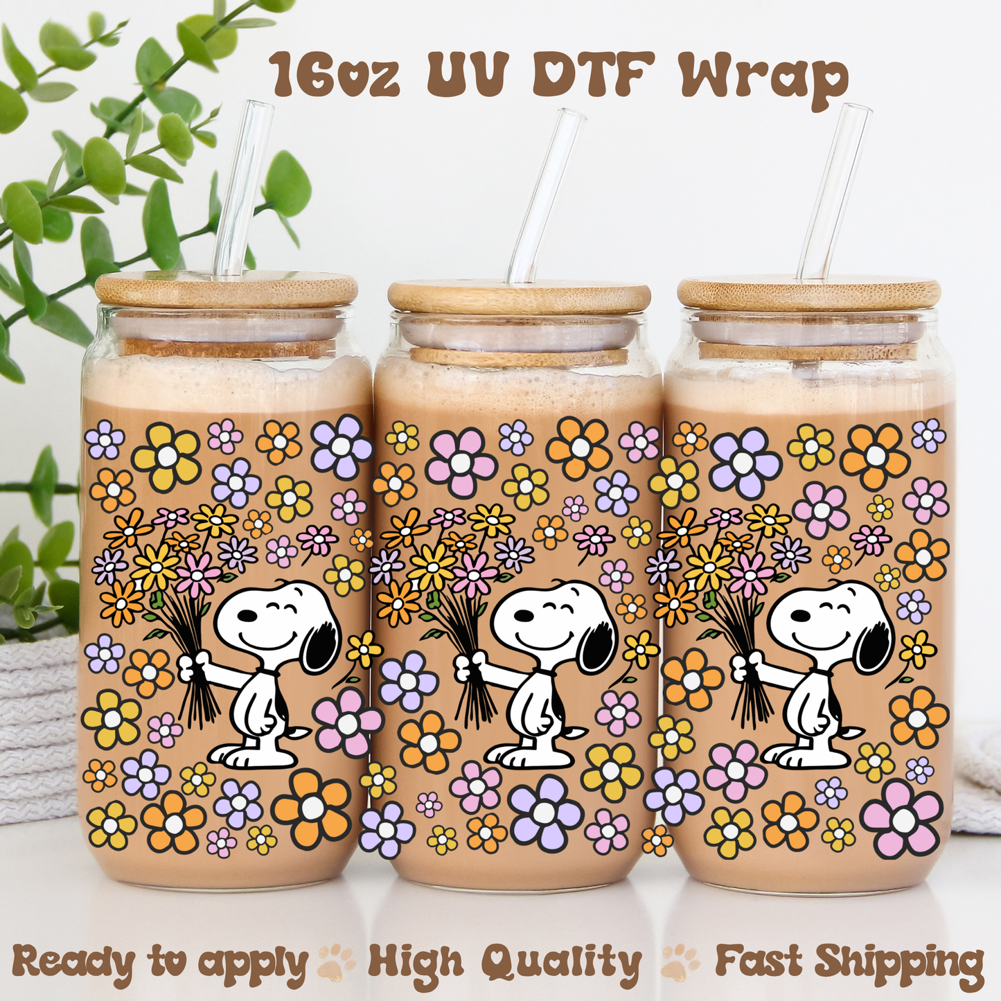 Floral Dog - 16oz UV DTF Wrap