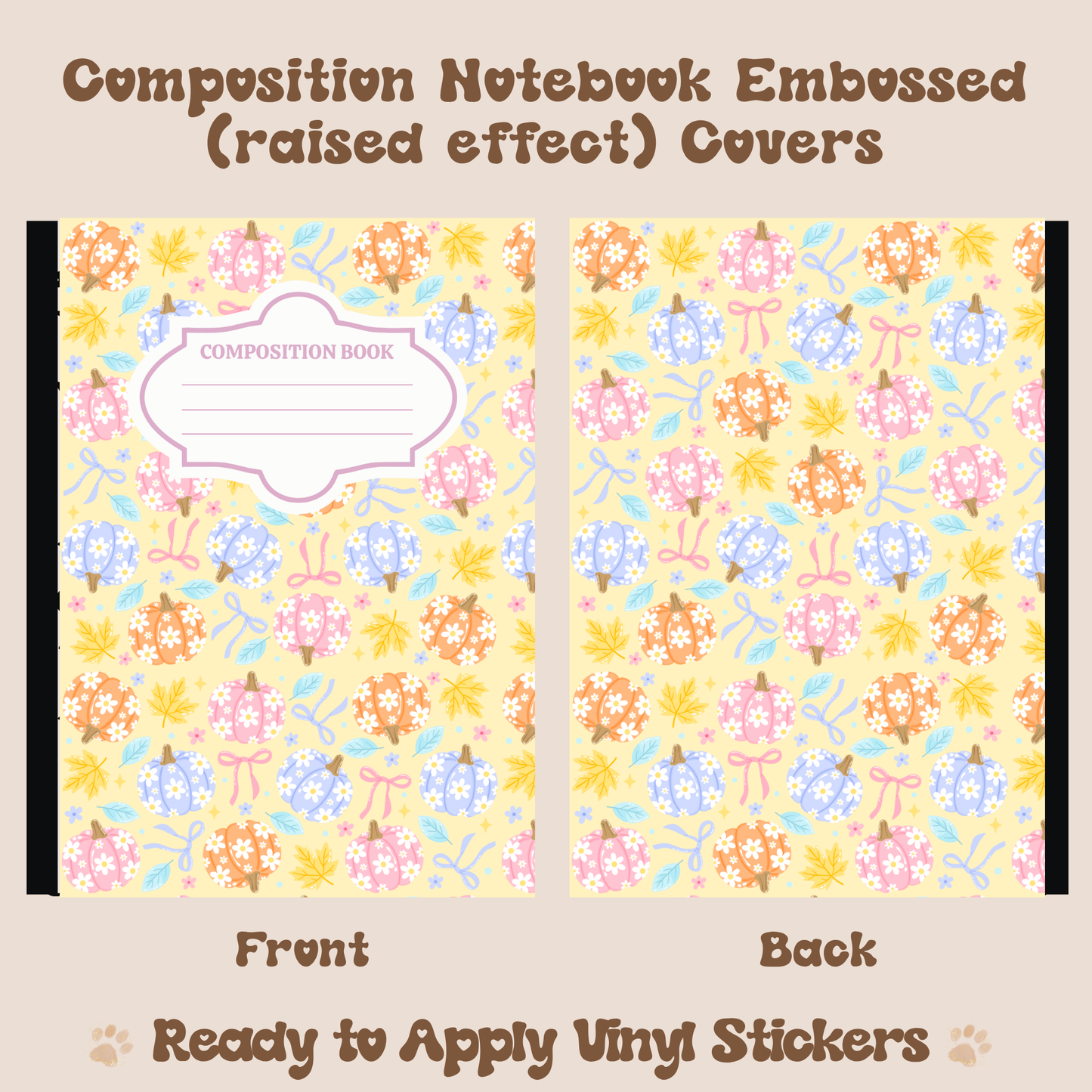 Floral Pumpkins - Embossed Vinyl Notebook Cover