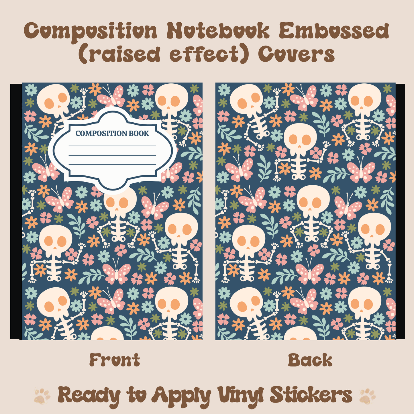 Floral Skeletons - Embossed Vinyl Notebook Cover