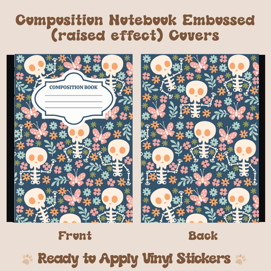 Floral Skeletons - Embossed Vinyl Notebook Cover