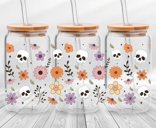 Floral Skulls  -16oz UVDTF Cup Wrap