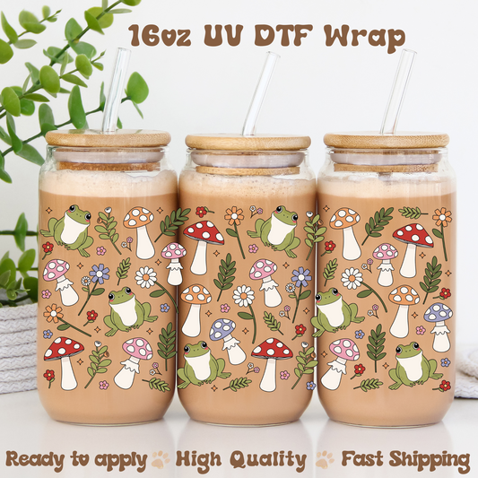 Frogs and Mushrooms - 16oz UV DTF Wrap