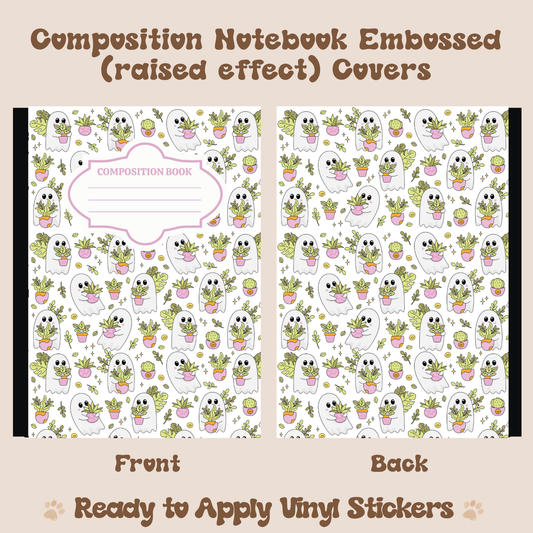 Ghost with Plants - Embossed Vinyl Notebook Cover