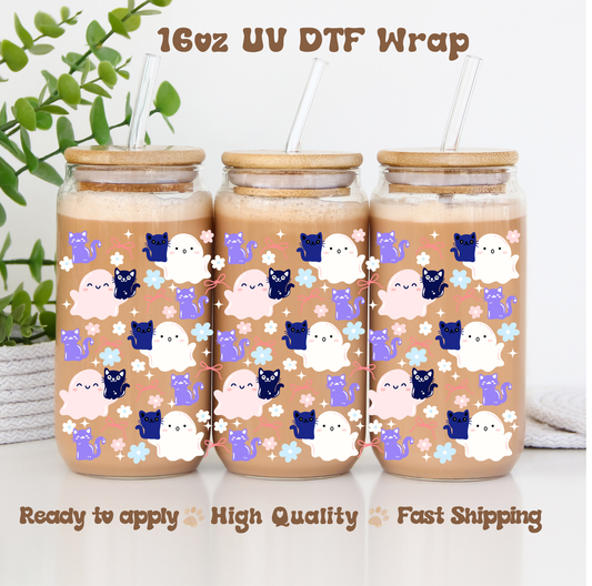 Halloween Cute Cat - 16oz UV DTF Wrap