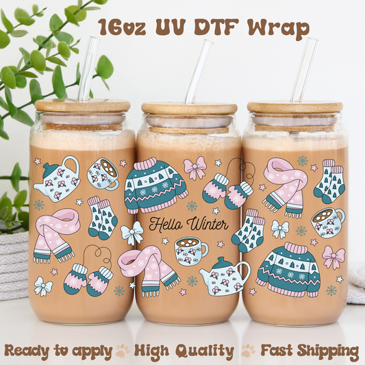 Hello Winter-16oz UV DTF Wrap