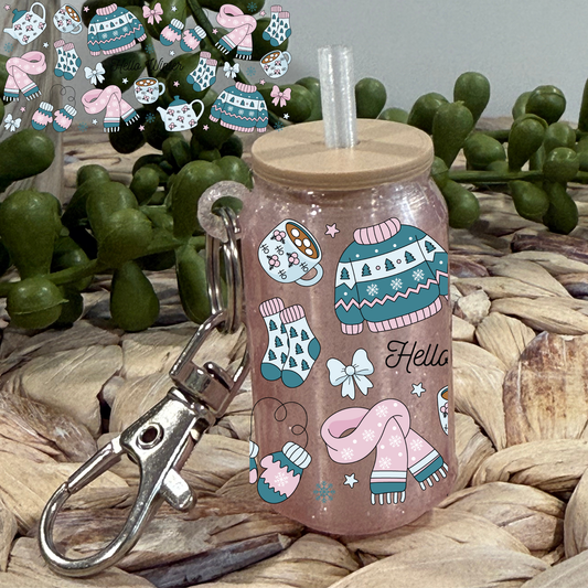 Hello Winter -Glass Can Keychain UV DTF Wrap