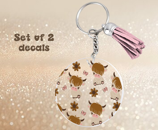 Highland Cow - UV DTF Keychain Decal (set of two)