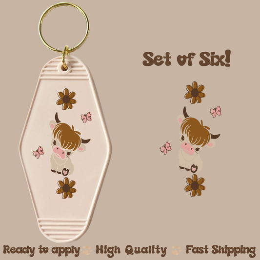 Highland Cow - UV DTF Motel Keychain Decal