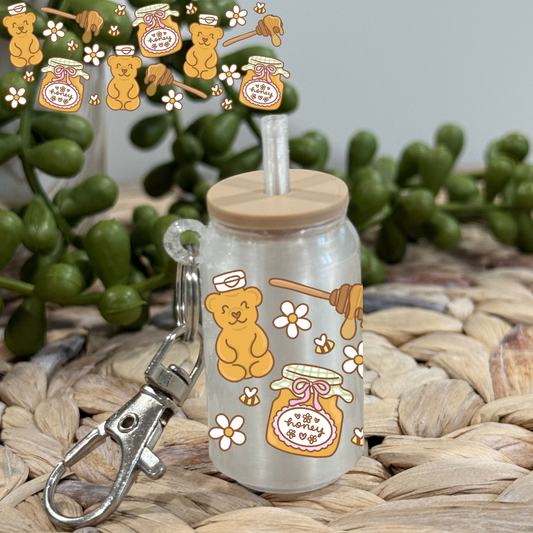 Honey -Glass Can Keychain UV DTF Wrap