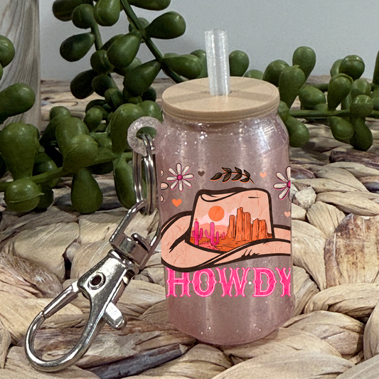 Howdy Pink -Beer  Can Keychain UV DTF Wrap