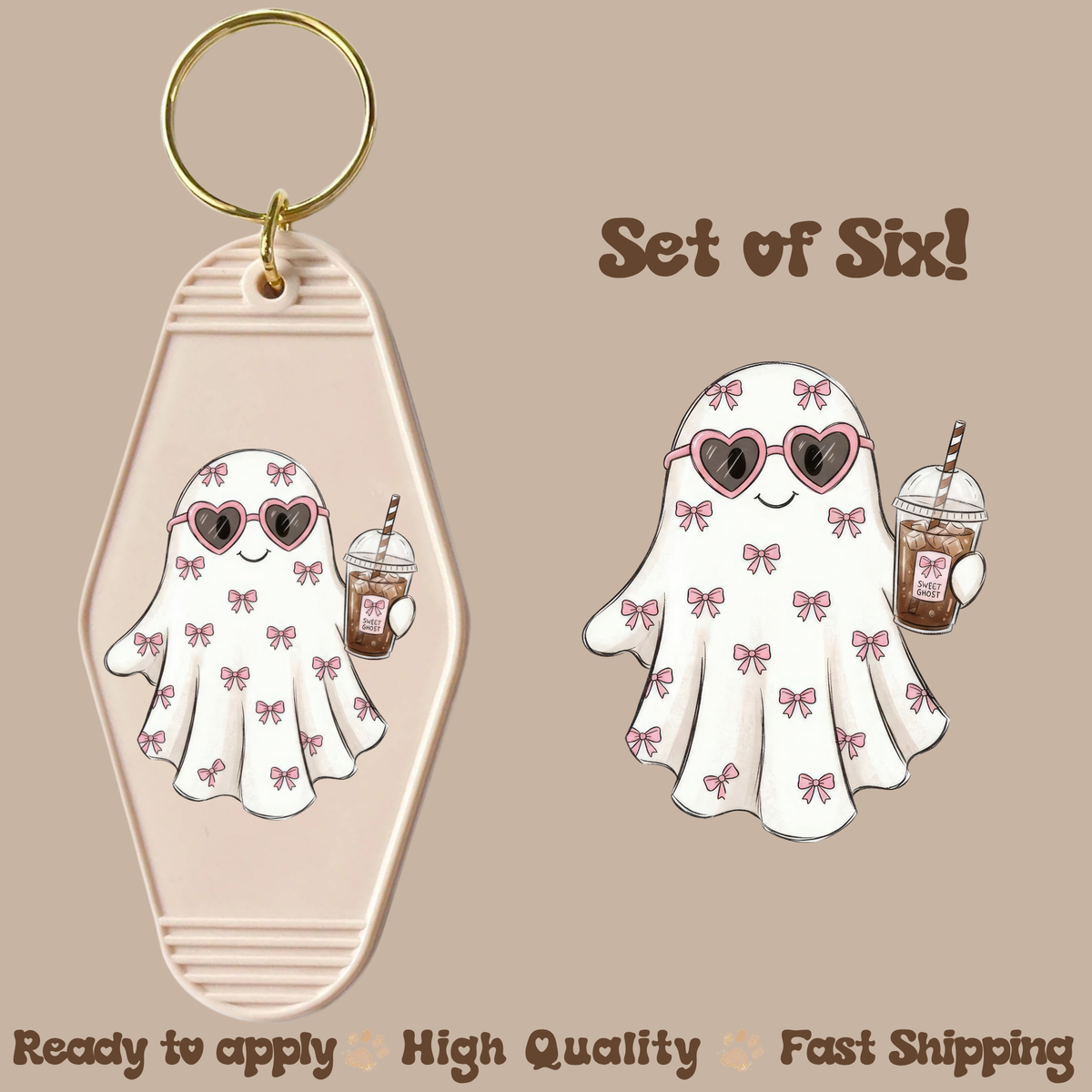 Iced Coffee Ghost - UV DTF Motel Keychain Decal