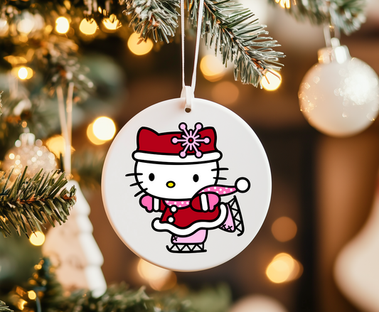 Ice skating kitty -UVDTF Ornament Decal