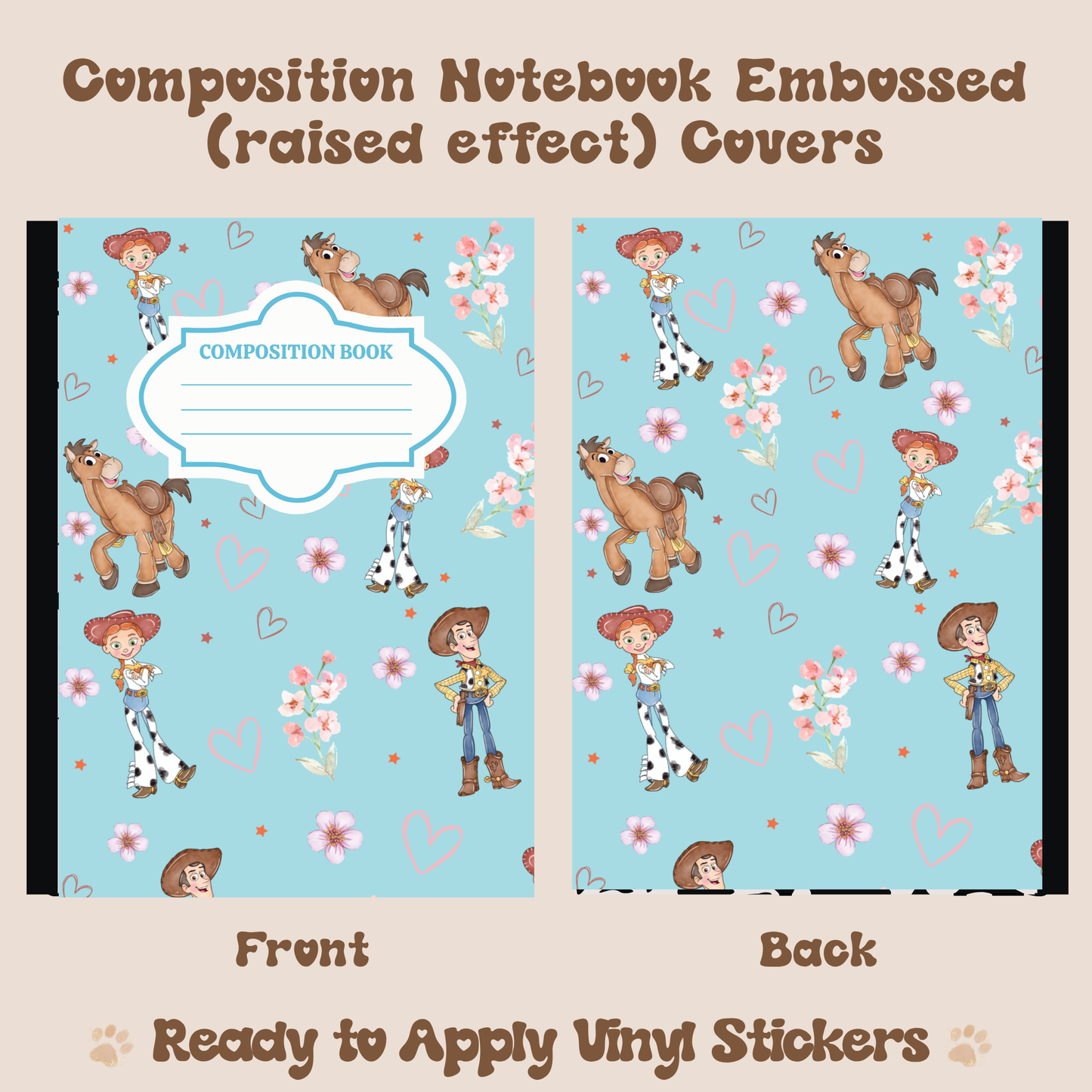 J and W - Embossed Vinyl Notebook Cover