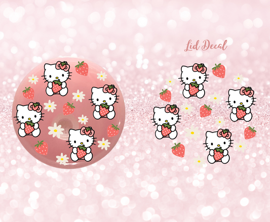 Kawaii Strawberries UV DTF Lid Decal