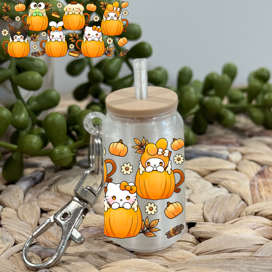 K Friends Pumpkin Spice Lattes - Glass Can Keychain UV DTF Wrap