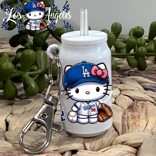 La Cat Blue -Glass Can Keychain UV DTF Wrap