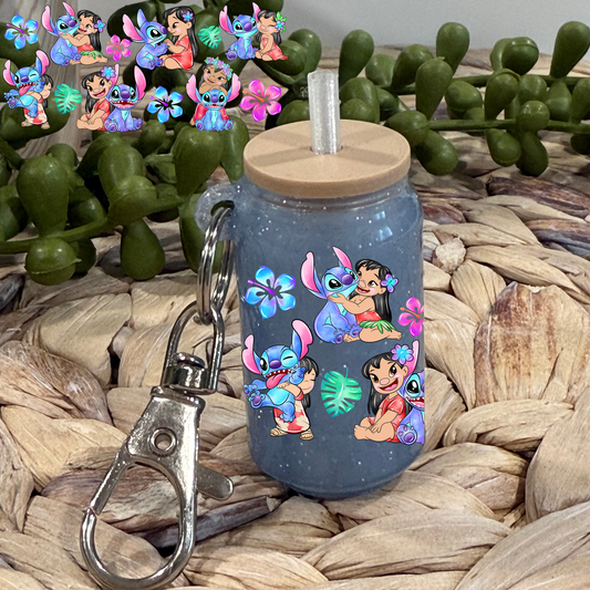 L and Blue A - Glass Can Keychain UV DTF Wrap
