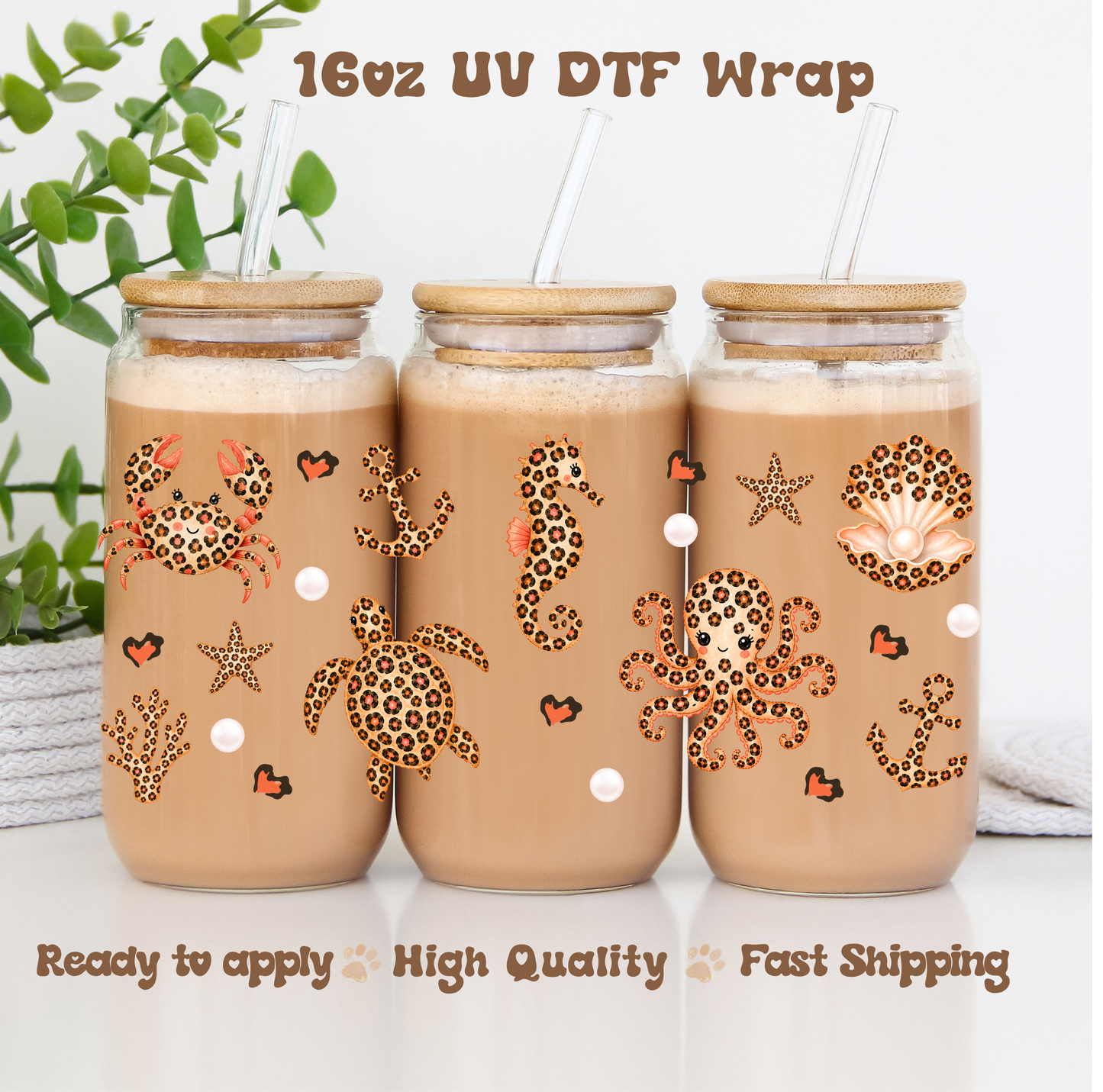 Leopard Sea Creatures - 16oz UV DTF Wrap