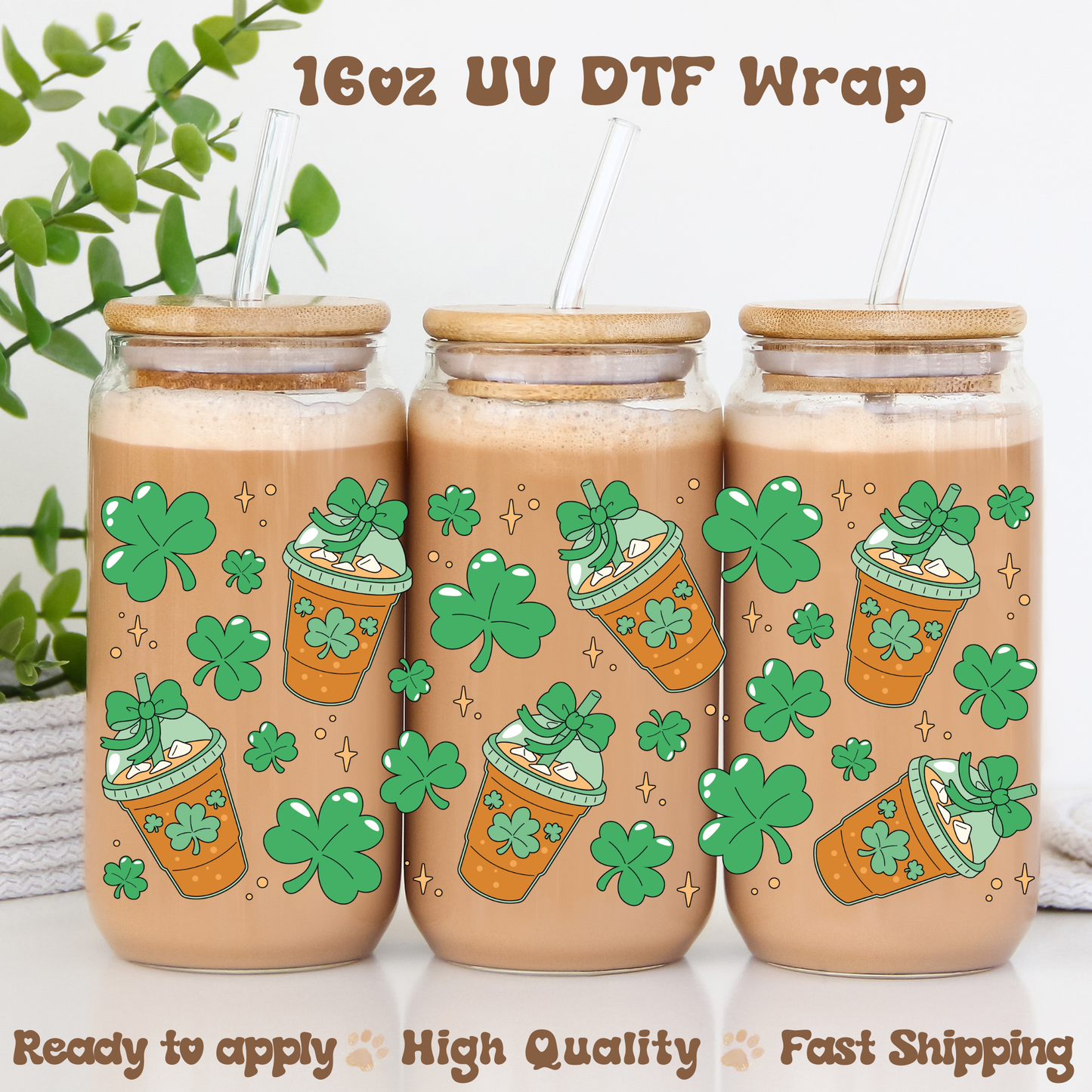 Lucky Clover Coffee - 16oz UV DTF Wrap