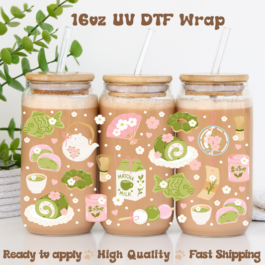 Matcha -16oz UV DTF Wrap