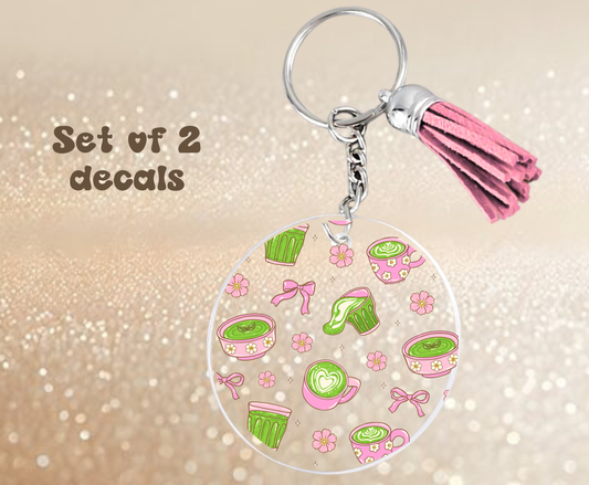 Matcha Girly - UV DTF Keychain Decal (set of two)