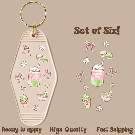 Matcha Girly - UV DTF Motel Keychain Decal