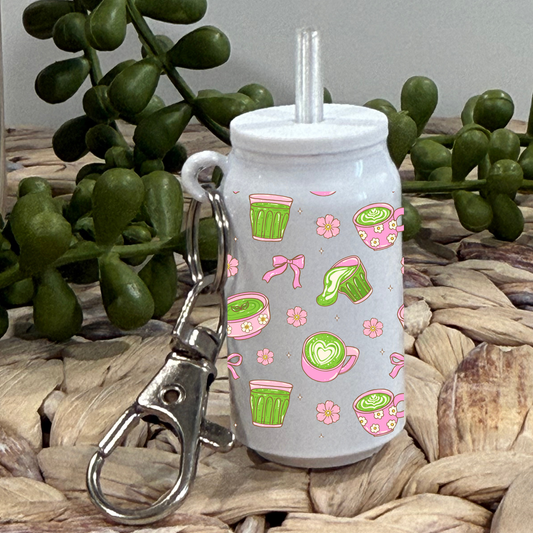 Matcha Girly -Glass Can Keychain UV DTF Wrap