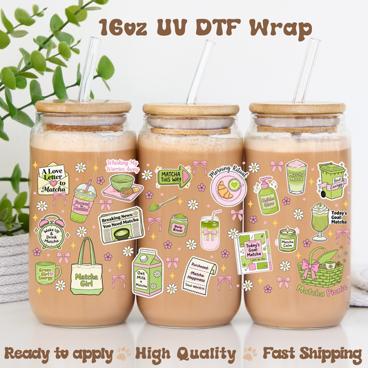 Matcha This Way- 16oz UV DTF Wrap