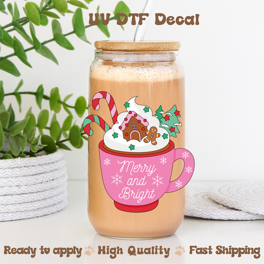 Merry and Bright - UVDTF Decal