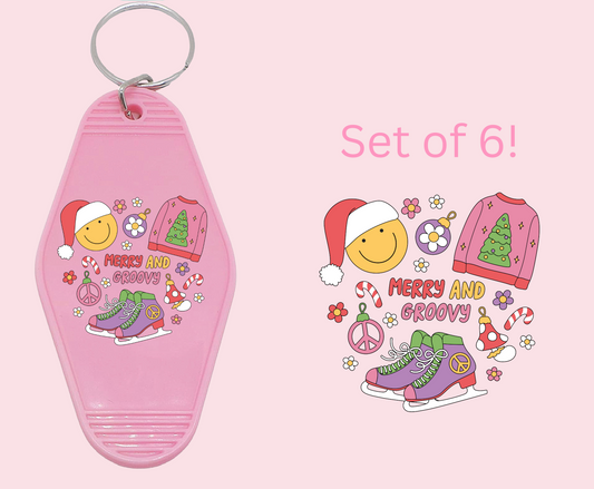 Merry and Groovy - UV DTF Motel Keychain Decal