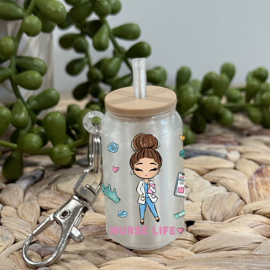 Nurse Life 1-Glass Can Keychain UV DTF Wrap