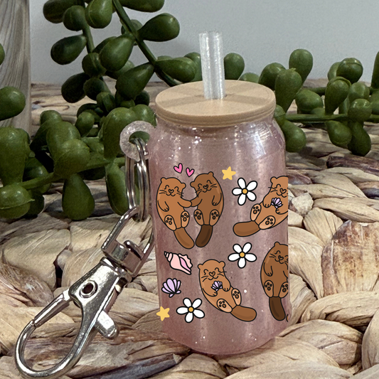 Otters - Glass Can Keychain UV DTF Wrap