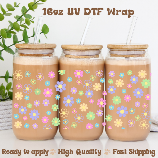 Pastel Flowers - 16oz UV DTF Wrap