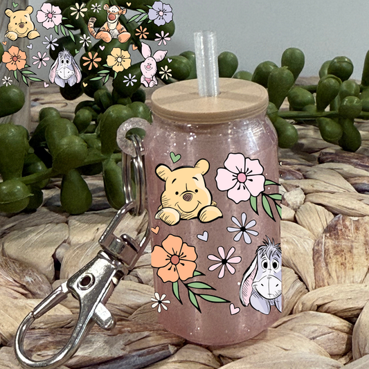 P Friends Spring Flowers -Glass Can Keychain UV DTF Wrap