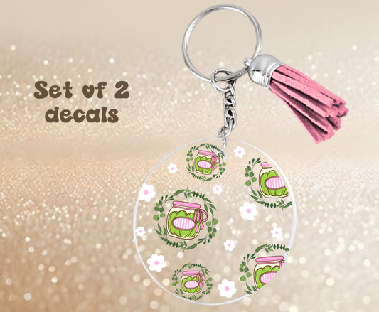 Pickles and Flowers - UV DTF Keychain Decal (set of two)