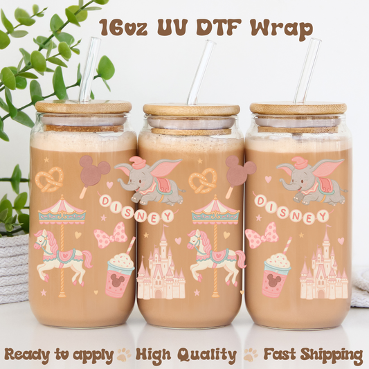 Pink Carousel - 16oz UV DTF Wrap