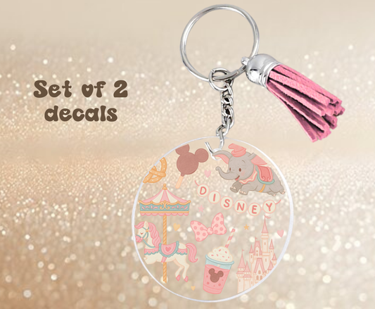 Pink Carousel - UV DTF Keychain Decal (set of two)