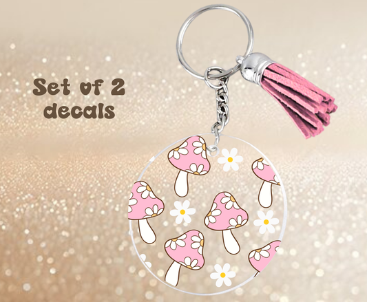 Pink Cottage - UV DTF Keychain Decal (set of two)