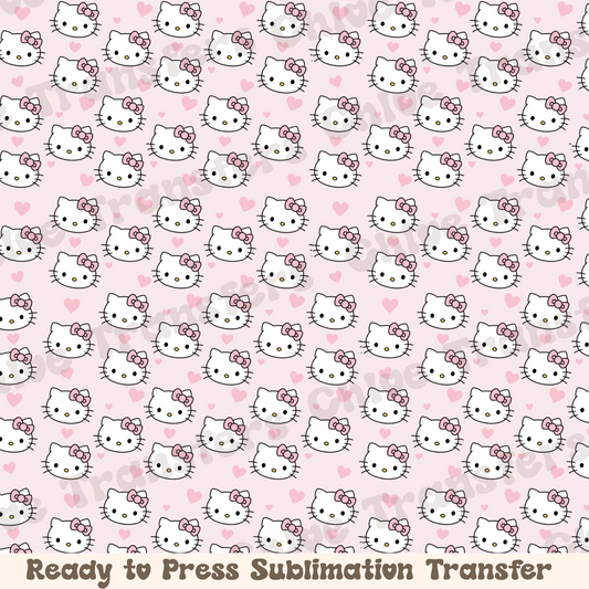 Pink Kitty with Hearts - Sublimation Sheet