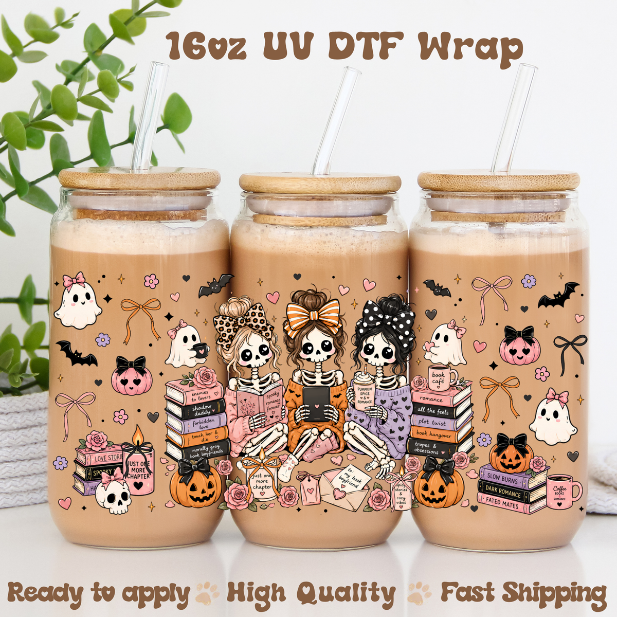 Preppy Halloween Skeletons  - 16oz UV DTF Wrap