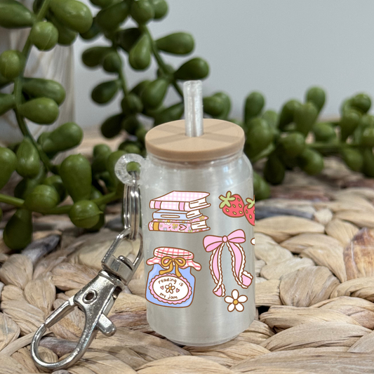 Reading is my jam -Glass Can Keychain UV DTF Wrap