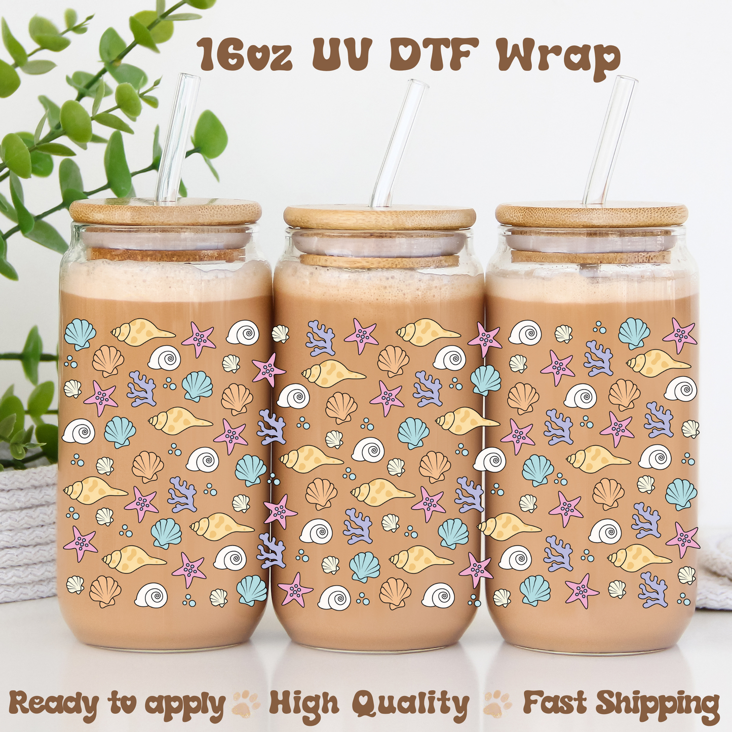 Seashells -16oz UV DTF Wrap