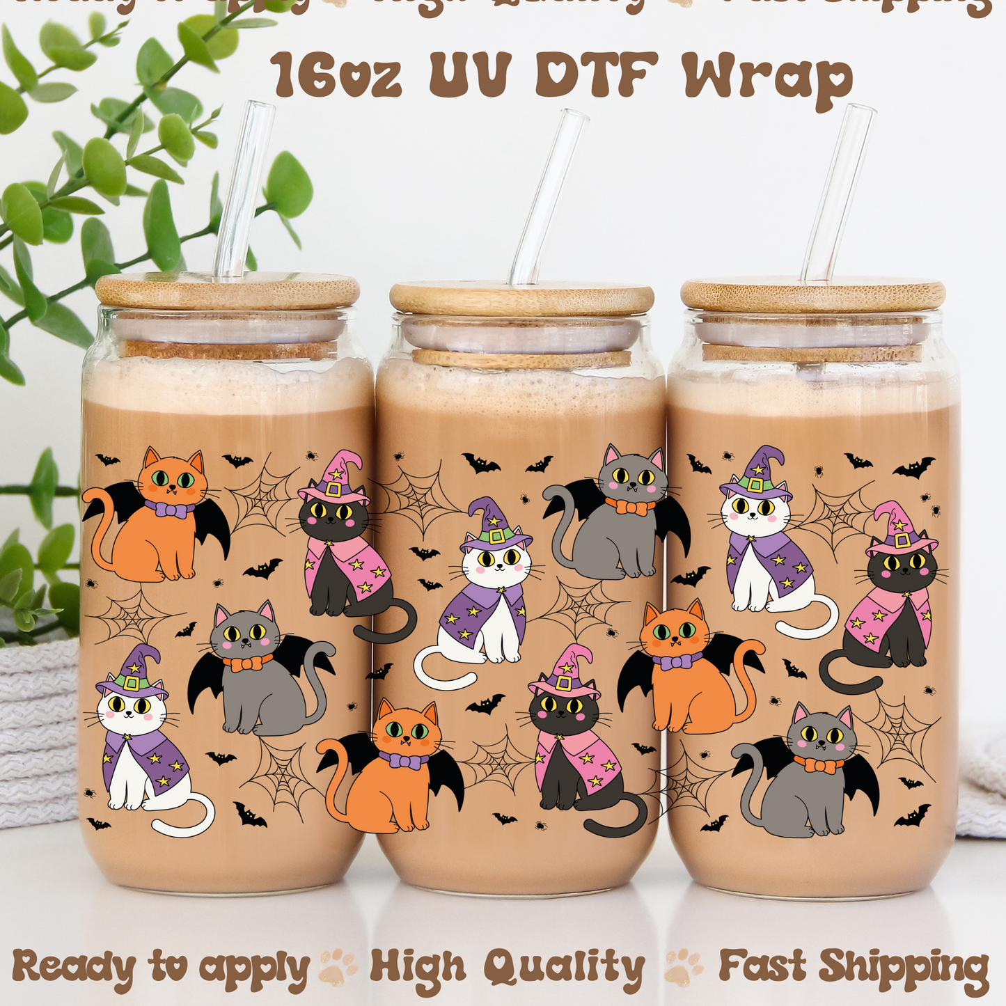 Spooky Cats -16oz UV DTF Wrap