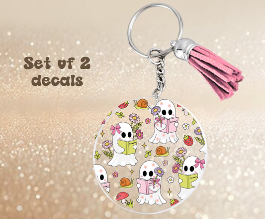 Spring Ghosts - UV DTF Keychain Decal (set of two)