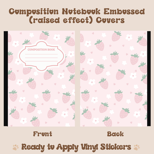 Strawberries and Flowers - Embossed Vinyl Notebook Cover