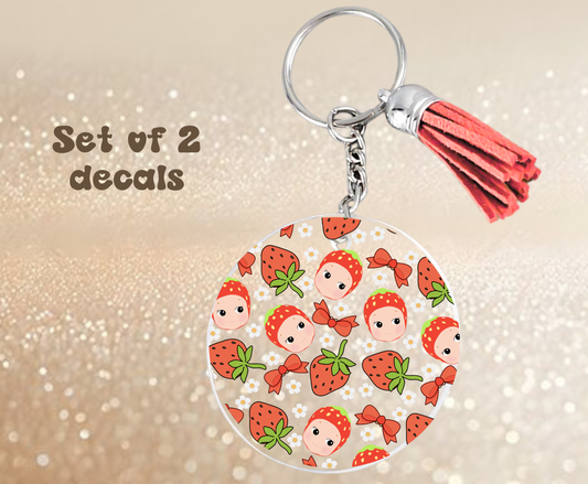 Strawberry A - UV DTF Keychain Decal (set of two)