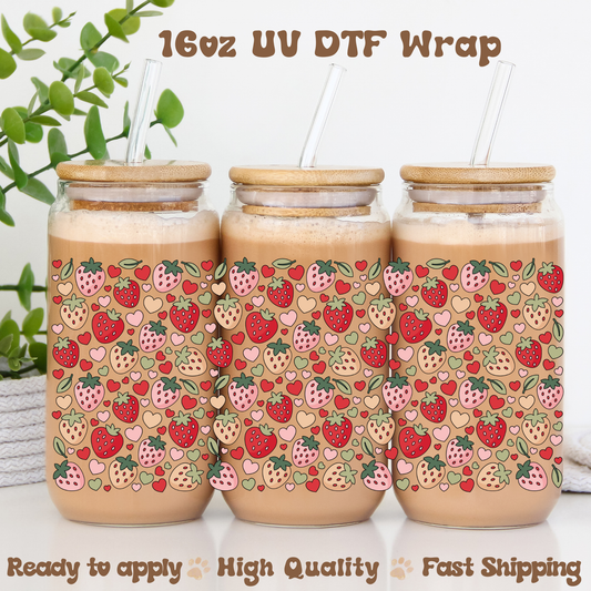 Strawberry Love - 16oz UV DTF Wrap
